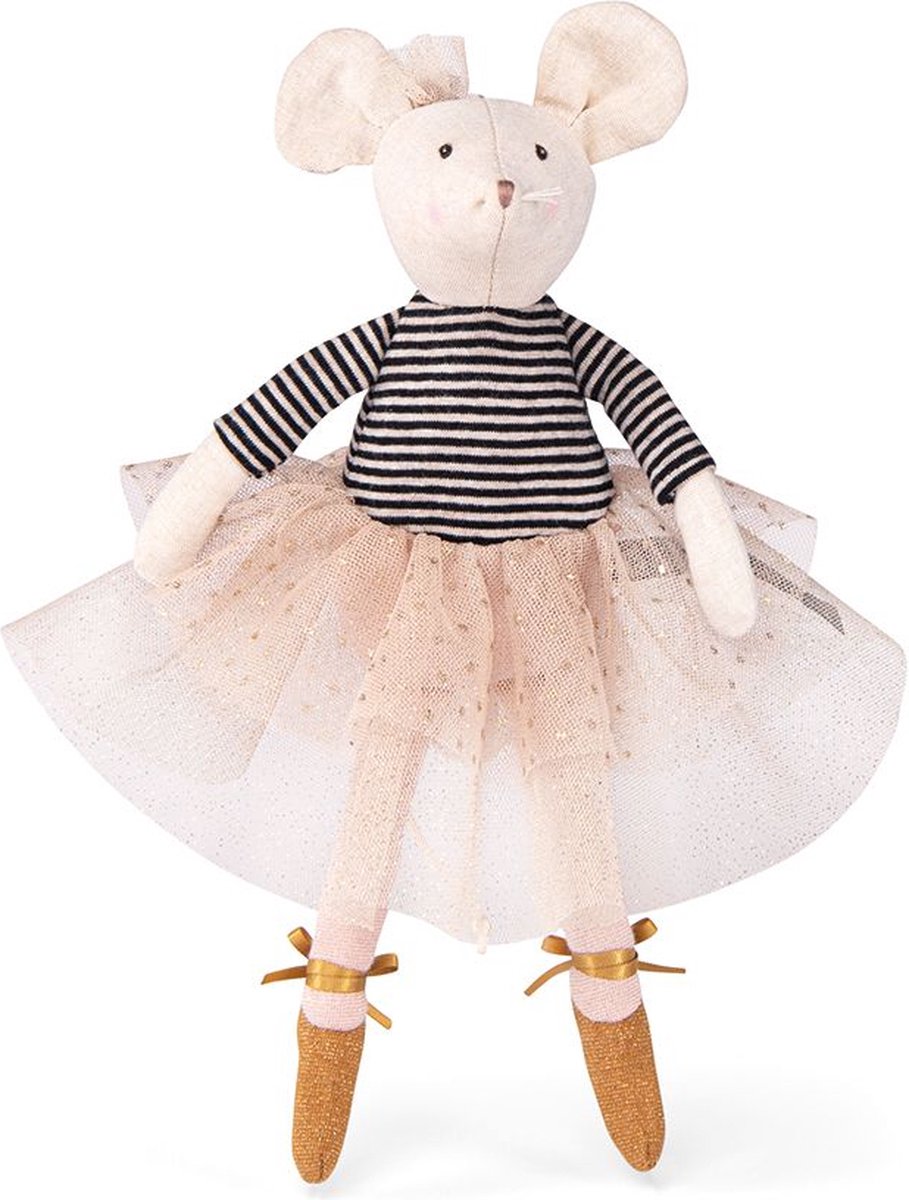 Moulin Roty Ballerina Muis Knuffel Suzie | La petite école de danse | Balletmuisje met glitter tutu